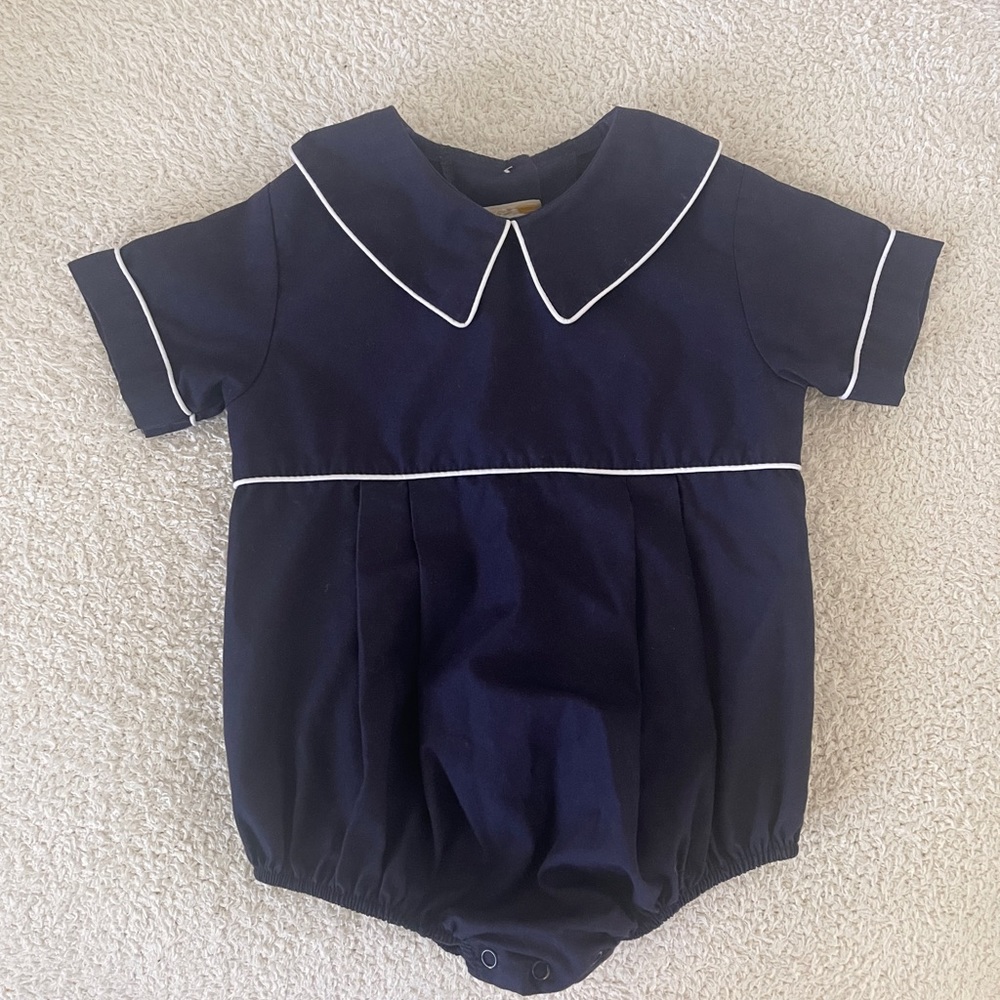 Beaufort Bonnet Navy Bubble with White Pipping